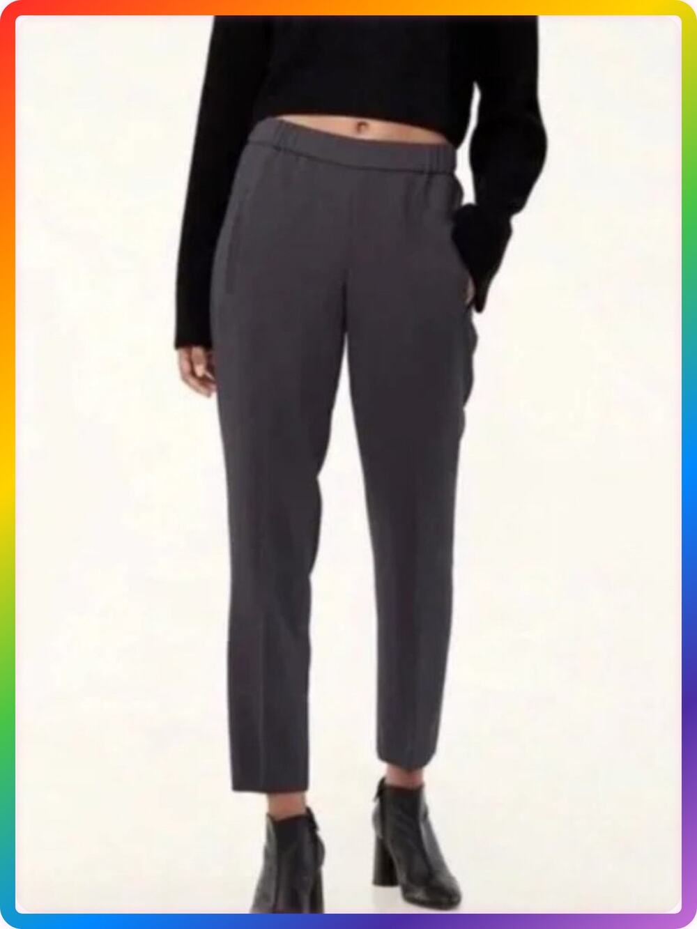 Wilfred Darontal Gray Cropped Pull-On Trouser SIZE 0 Elastic Waist